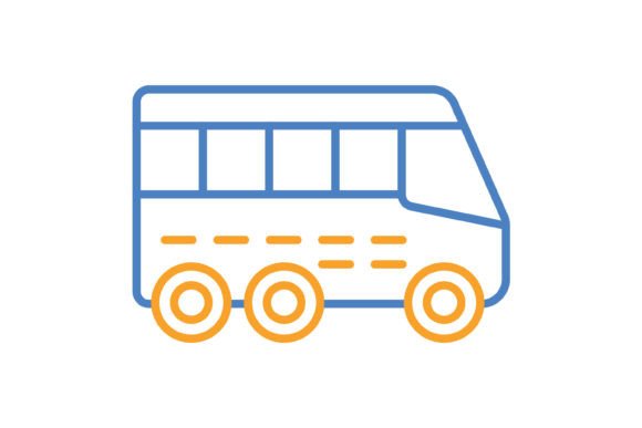 Bus Blue & Orange Line Icon: Your Go-To Vector Asset