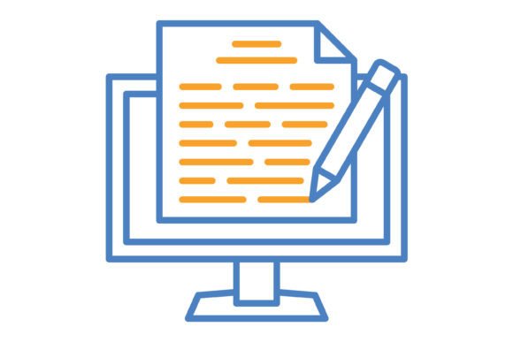 Copywriter Blue & Orange Line Icon: A Fresh Asset for Modern Projects