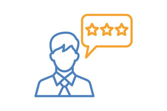 Customer Review Blue & Orange Line Icon: Your Versatile Feedback Asset