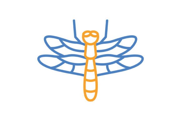 Dragonfly Blue & Orange Line Icon: Your Go-To Design Asset