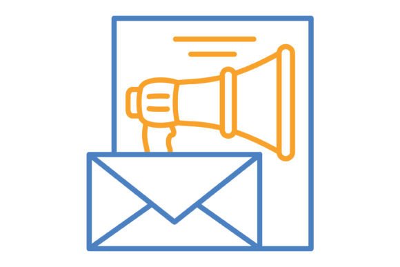 Email Marketing Blue & Orange Line Icon: A Designer's Essential Asset