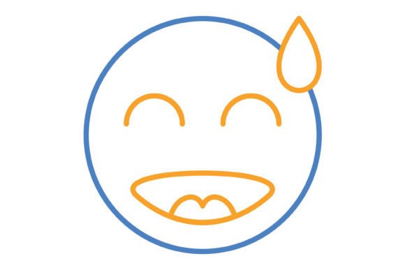 Embarrassed Emoji Blue Orange Line Icon: Your Go-To Design Asset