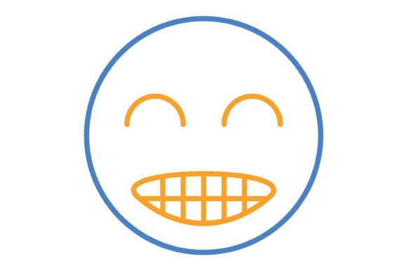 Grinning Emoji Blue & Orange Line Icon: A Designer's Practical Asset
