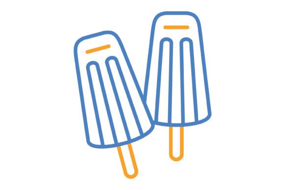 Ice Lolly Blue & Orange Line Icon: A Fresh Design Asset
