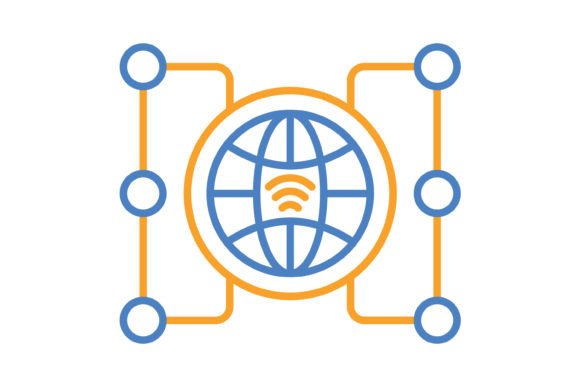 Internet Blue & Orange Line Icon: A Versatile Design Asset