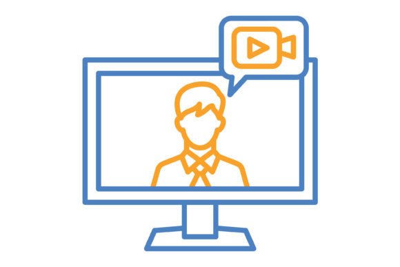Live Stream Blue & Orange Line Icon: Dynamic Design Asset