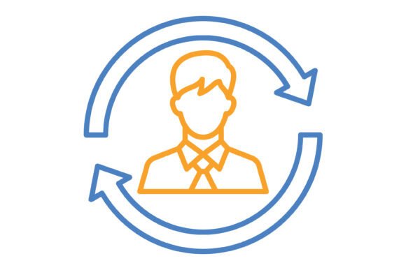 Remarketing Blue & Orange Line Icon: A Versatile Design Asset