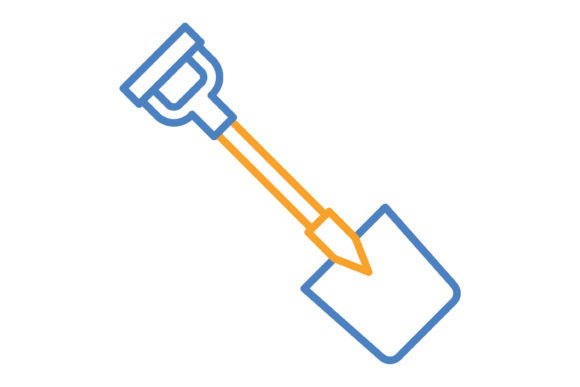 Shovel Blue & Orange Line Icon: A Designer's Practical Asset