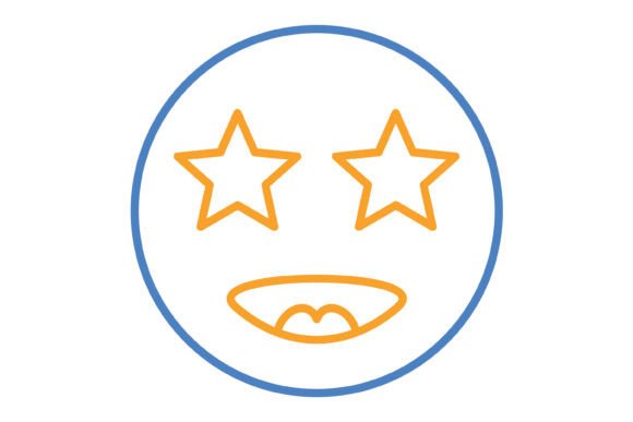 Star Emoji Blue & Orange Line Icon: A Vibrant Design Asset