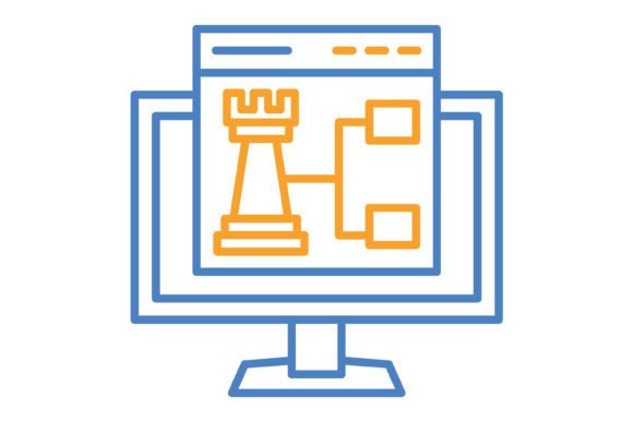 Strategy Blue & Orange Line Icon: Modern Brand Clarity