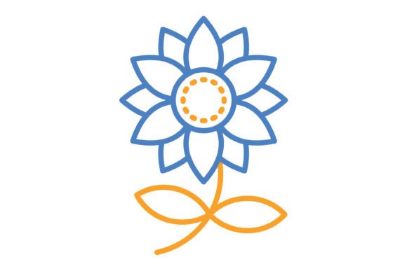 Sunflower Blue & Orange Line Icon: A Vibrant Design Asset